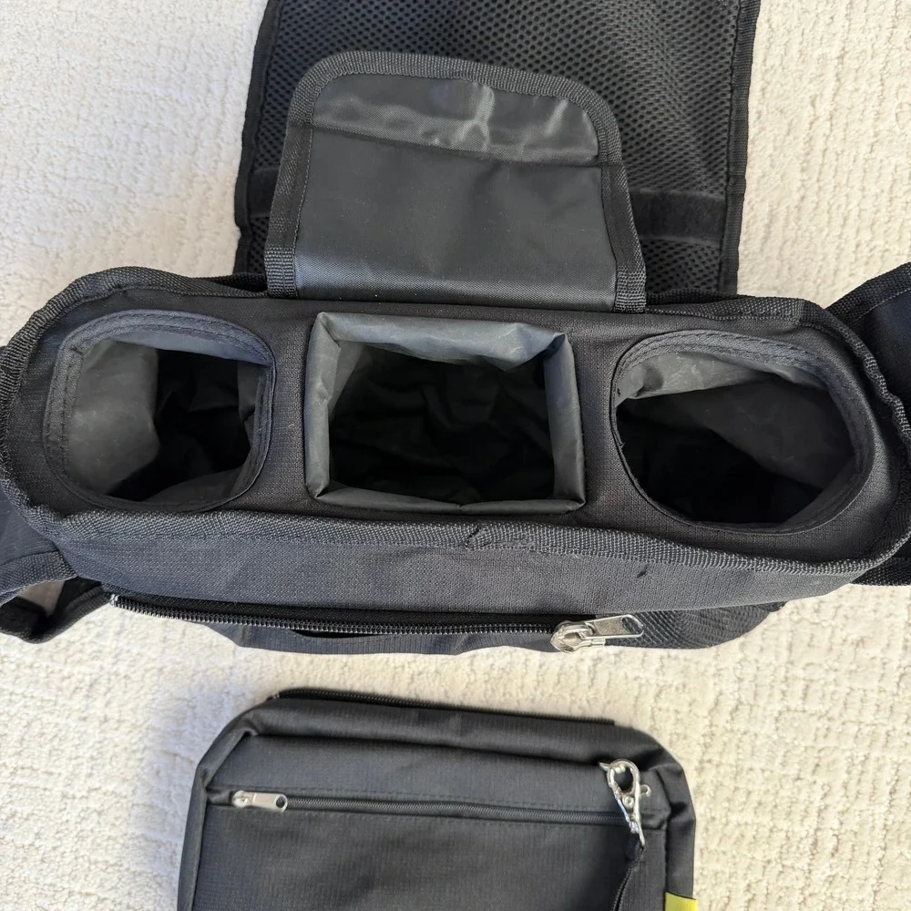 Hujom Multi-Compartment Black Stoller Organizer - Drink Holder -Zip off Pouch